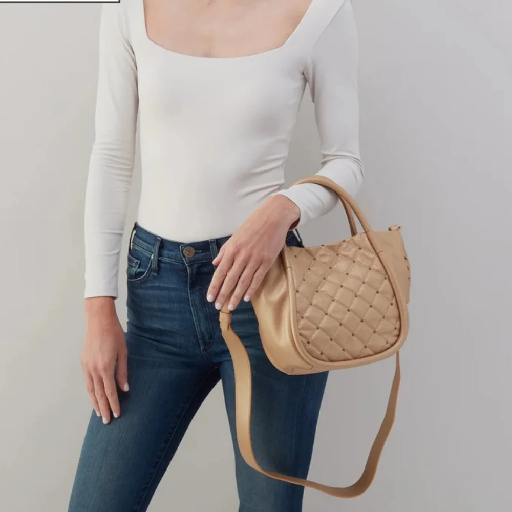 NWT HOBO Margot Satchel/crossbody: Dusty Gold 100% Gen Leather - Picture 3 of 14